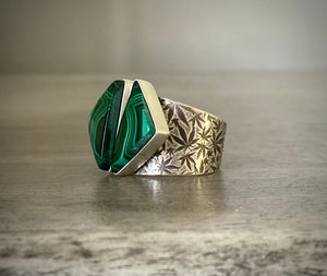 Malachite Open Face Wide Band Ring