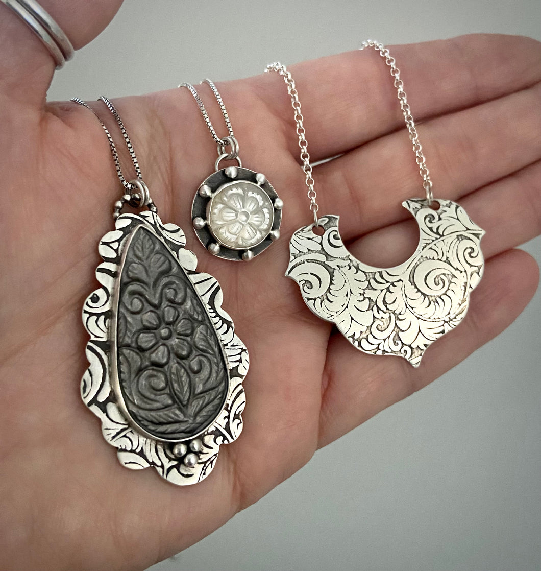 Reserved: Carved Stone Pendants