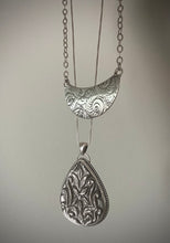 Load image into Gallery viewer, Hand Carved Silver Obsidian Pendant