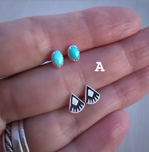 Stoned & Stamped Stud Earring Sets