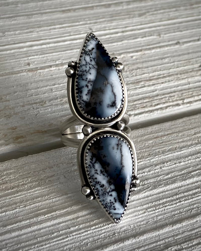 Double Dendrite Opal Statement Ring