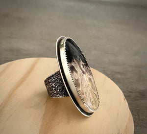 Petrified Palm Root Wide Band Ring