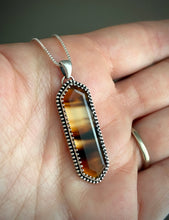 Load image into Gallery viewer, Montana Agate Elongated Hex Pendant