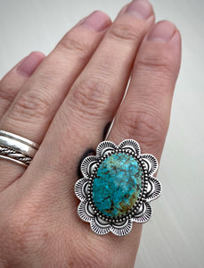 Hand Stamped Turquoise Mountain Ring