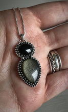 Load image into Gallery viewer, Onyx &amp; Golden Sheen Obsidian Pendant