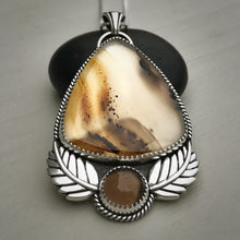 Load image into Gallery viewer, Montana Agate &amp; Smoky Quartz Leaf Pendant