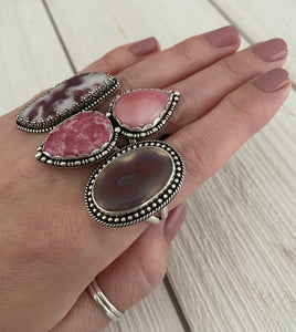 Pink Opal & Thulite Ring