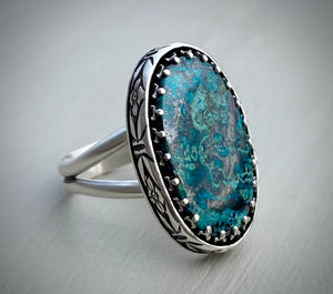 Floral Azurite Ring