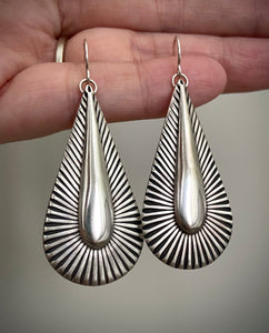 Grooved Burst Teardrop Earrings