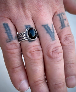 Onyx Wide Band Ring