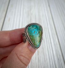 Load image into Gallery viewer, Hand Stamped Turquoise Mountain Wide Band Ring
