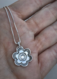 Hand Stamped Flower Necklace