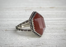 Load image into Gallery viewer, Pink Moonstone Elongated Hex Ring
