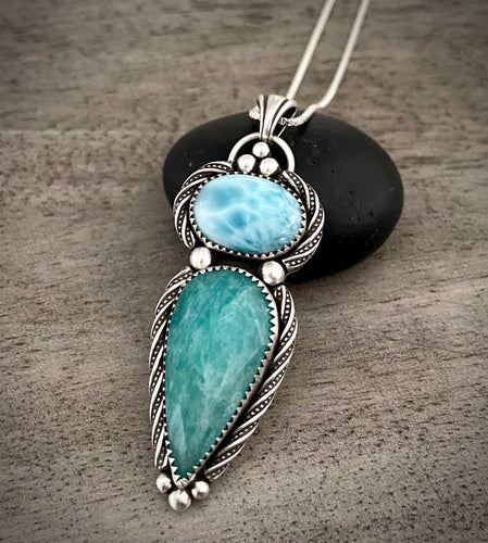 Larimar & Amazonite Pendant