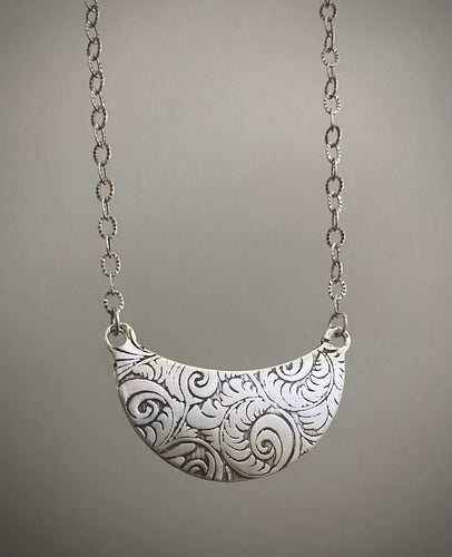 Silver Flourish Bib Necklace