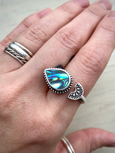 Stoned & Stamped Abalone Ring