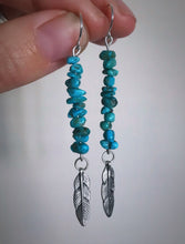 Load image into Gallery viewer, Kingman Nugget Feather Earrings