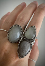 Load image into Gallery viewer, Grey Moonstone Wide Band Flourish Ring