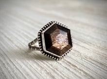 Load image into Gallery viewer, Black Sunstone Hex Ring