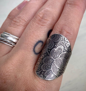 Reserved: Floral Lace Saddle Ring