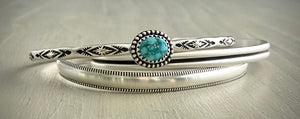 Hand Stamped Whitewater Turquoise Stack