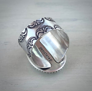 Howlite Stamped Wide Band Ring