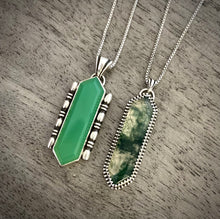 Load image into Gallery viewer, Moss Agate Elongated Hex Pendant