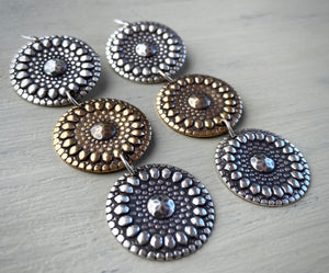 Mixed Metal Moroccan Medallion Earrings