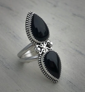 Double Black Agate Ring