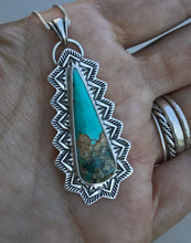 Load image into Gallery viewer, Hand Stamped Baja Turquoise Pendant