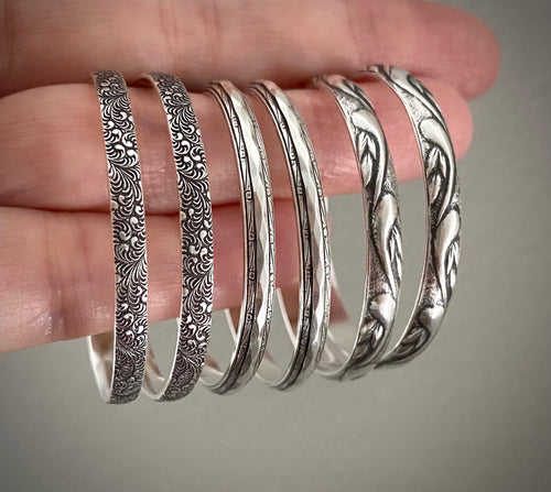 Patterned Silver Hoops