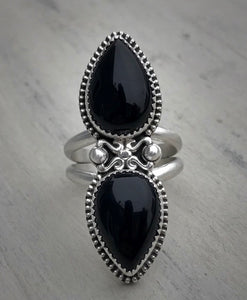 Double Black Agate Ring