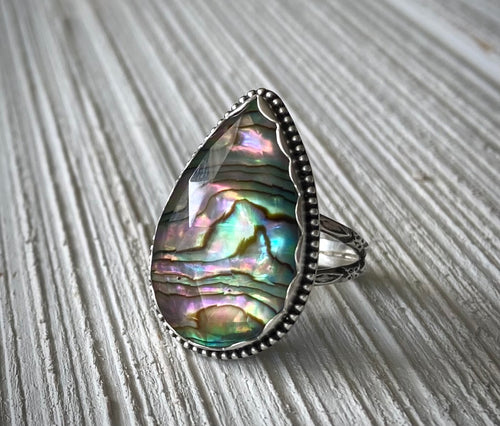 Abalone & Quartz Doublet Ring