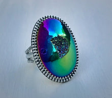 Load image into Gallery viewer, RESERVED: Rainbow Titanium Druzy Ring