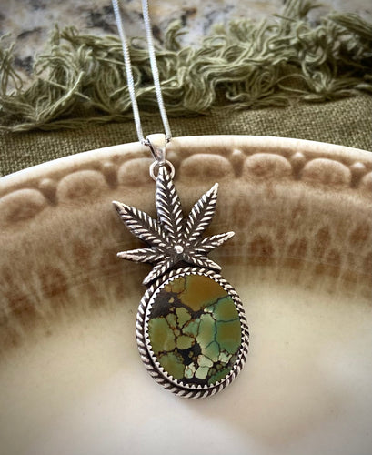 Bamboo Mountain Turquoise Pot Leaf Pendant