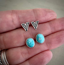 Load image into Gallery viewer, Stoned &amp; Stamped Stud Earrings