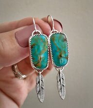 Load image into Gallery viewer, Kingman Turquoise Feather Earrings