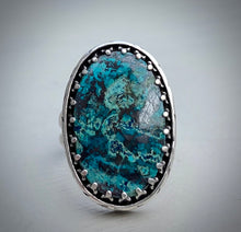 Load image into Gallery viewer, Floral Azurite Ring