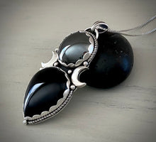 Load image into Gallery viewer, Hematite &amp; Onyx Moon Phase Pendant