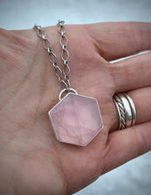 Load image into Gallery viewer, Faceted Rose Quartz Hexagon Necklace