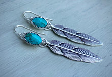 Load image into Gallery viewer, Kingman Turquoise Feather Earrings