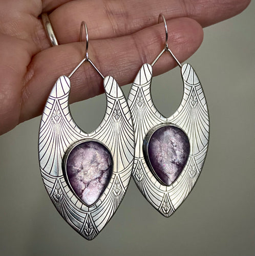 Lepidolite Art Deco Earring